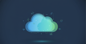 Ilustración de una nube digital que simboliza servicios de cloud computing.