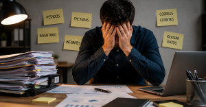 Empleado sobrecargado por tareas manuales y procesos administrativos repetitivos en la empresa.
