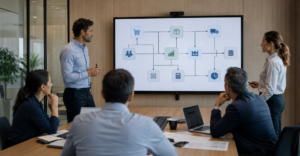 Equipo analizando procesos empresariales antes de implantar Odoo